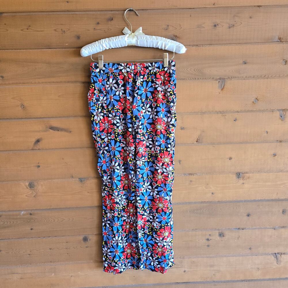 Wray Sol Floral Pant Primary Daisy Y2K Straight Leg Crop Trouser XS Boho Preppy - Picture 4 of 7